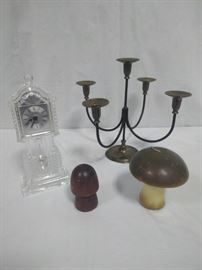 brass candle holder, mushroom a candle, wooden mushroom, Crystal clock   https://ctbids.com/#!/description/share/86507