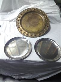 various metal trays. Two Oneida stainless steel and 1 brass https://ctbids.com/#!/description/share/86537