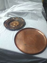 Two decorative brass metal trays https://ctbids.com/#!/description/share/86556