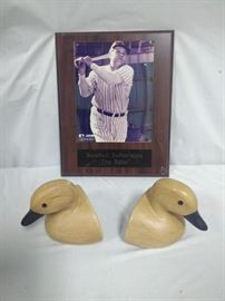 Babe Ruth plaque and ceramic duck bookends https://ctbids.com/#!/description/share/86546