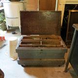 Antique tool chest with key