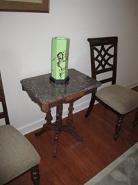Marble Topped Side Table, Arhaus Dining Room Chairs