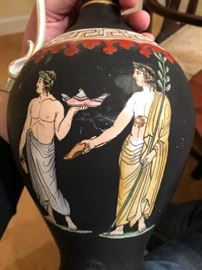 Very Early pair of black Grecian vases 