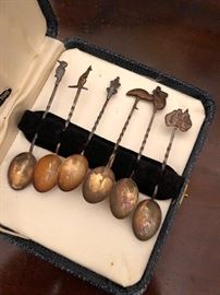 Antique sterling silver demitasse spoon set