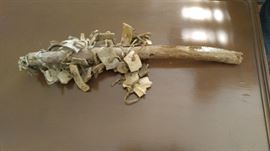 Cherokee Indian healing /medicine/ bone stick found in a corn field over 30 yrs ago in Greenville, Georgia on private family owned property by a farmer. animal hide cover over pine with bones fragments tied on with leather. Will be in a glass case please do not ask to handle unless you are interested in purchasing