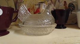 Large chicken rooster collection hen on a nest
Covered dish