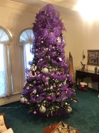 12 Foot decorated lighted Christmas tree, rotates