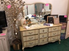 French Provincial dresser with mirror and matching night stand