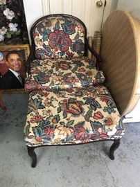 Upholstered chair and ottoman