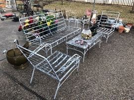 Wrought iron patio set with cushions