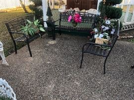 3 matching benches wrought iron