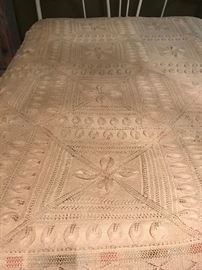 Pattern on antique crocheted bedspread