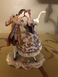 Porcelain figurine- early Volkstedt Dresden lace figurine dancing couple