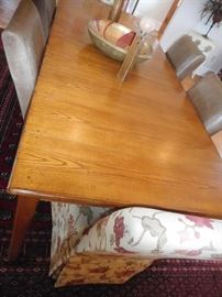 Long hand made oak table with 2 leaves