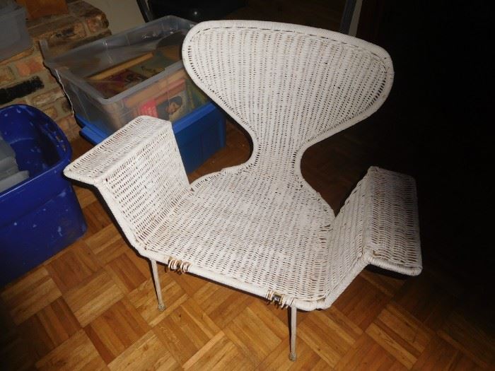 Mid Century wicker/iron chair