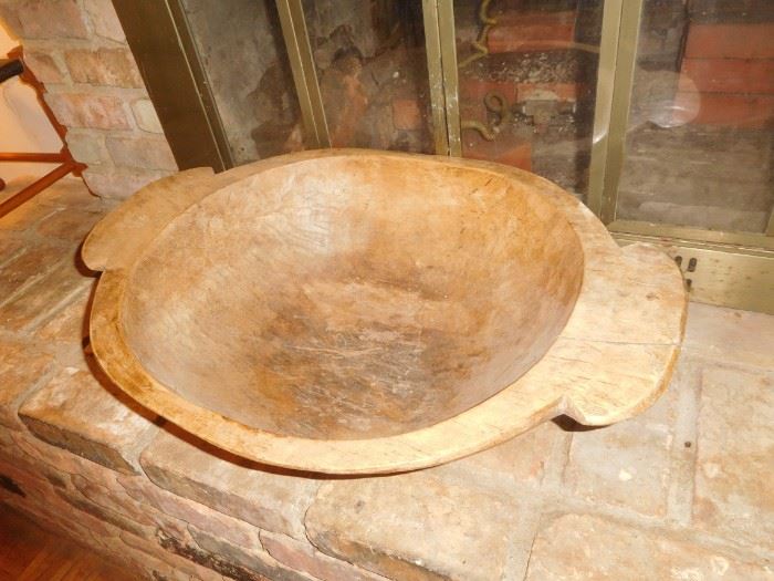 Vintage hand carved dough bowl