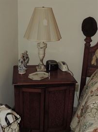 Alabaster lamp and a UNIQUE Antique 2-Door Cabinet 