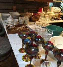 Dish set, flatware, wine glasses and more