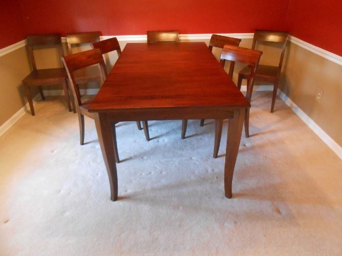 Crate & Barrel wood table with 8 chairs