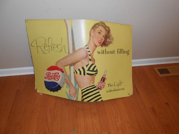 Approximately 3' wide X 2' Pepsi Cola sign
