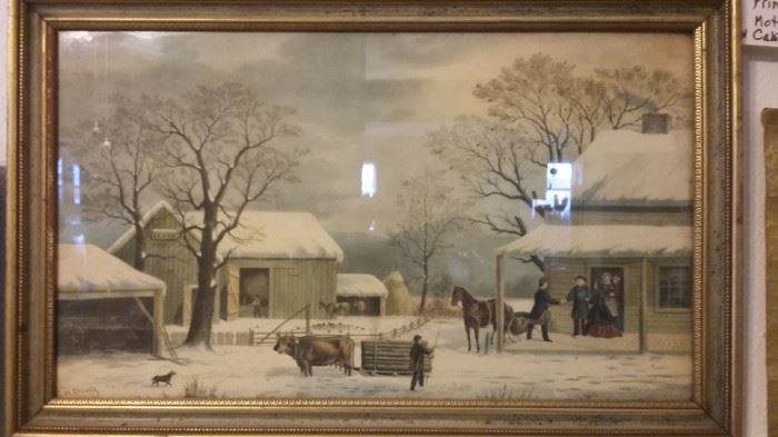 "Home to Thanksgiving" by George Henry Durrie. Currier and Ives reproduction 1943