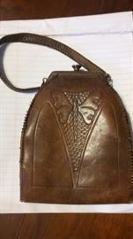 Lovely antique leather tooled purse