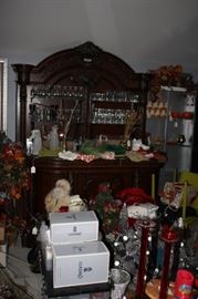 (Have not reached this area yet) Hand made bar from antique bed with slide out cabinets behind