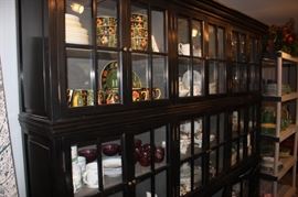 Super cool 3-section painted wall cabinet with glass doors