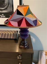 Designer  'Crazy Quilt' Lamp~Hand Stitched Shade