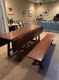 Texas Spoke Leg Drop Leaf Table and Bench