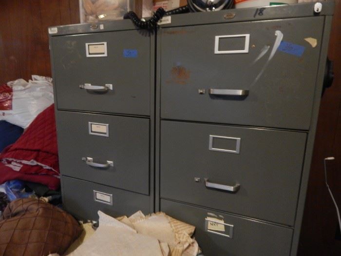 Multiple file cabinets.