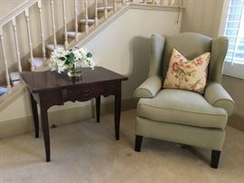 Custome made table and WilliamSonoma super comfortable green chair