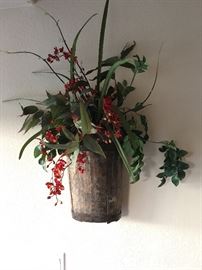 Antique bucket with faux flower arragement