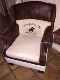 Charleston leather POLO chair and Ottaman