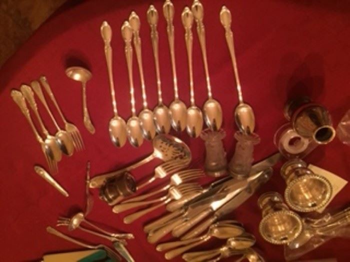 Sterling Silver Flatware  and candlestick holders