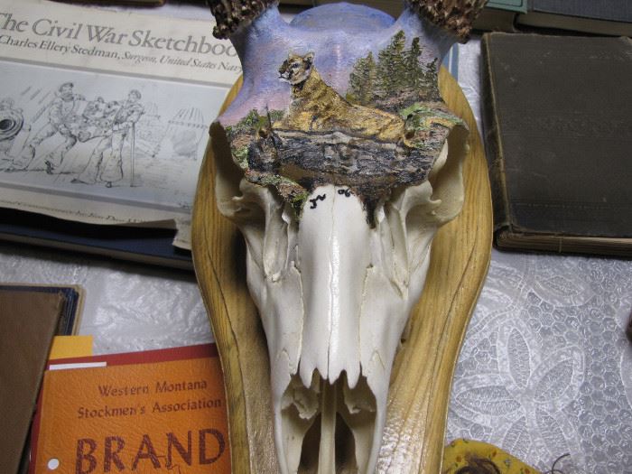Painted skull with antlers