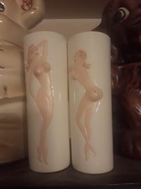 1960's glazed ceramic pin up, nude barware. Only 2 available. 