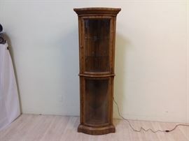 MD17K Vintage Wood Corner Curio Cabinet