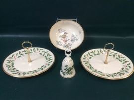MD307F Lenox China  Serenade Bowl, Serving Platters, and Bell