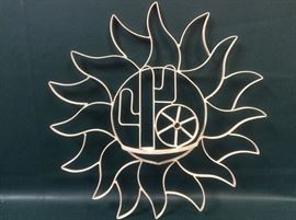 MD310F Wrought Iron Sun, Cactus, Wagon Wheel Wall Art
