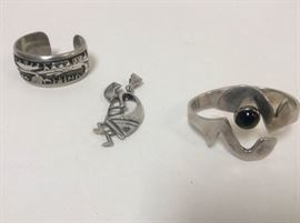 MD319F Sterling Jewelry  Bracelet, Kokopelli Pendant, Cuff Bracelet