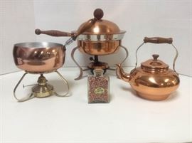 MD321F Copper Ware, Chafing Dishes, Teakettle, Copper Pieces
