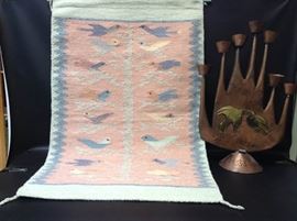 MD806D Vintage Native American Tree of Life Tapestry and Copper Candelabra