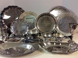 MD916E Silverplate Trays, Cream and Sugar, Goblet, and More
