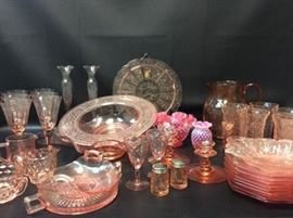 MD923E Pink Glass in Hobnail, Depression Glass, Crackle Glass, and More