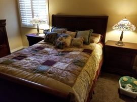 Nice contemporary bedroom set-king size. Matching Tiffany style lamps