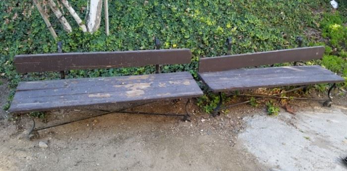 Pair of vintage park benches