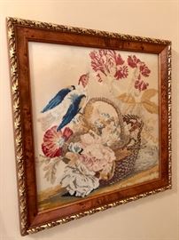 Framed antique embroidery