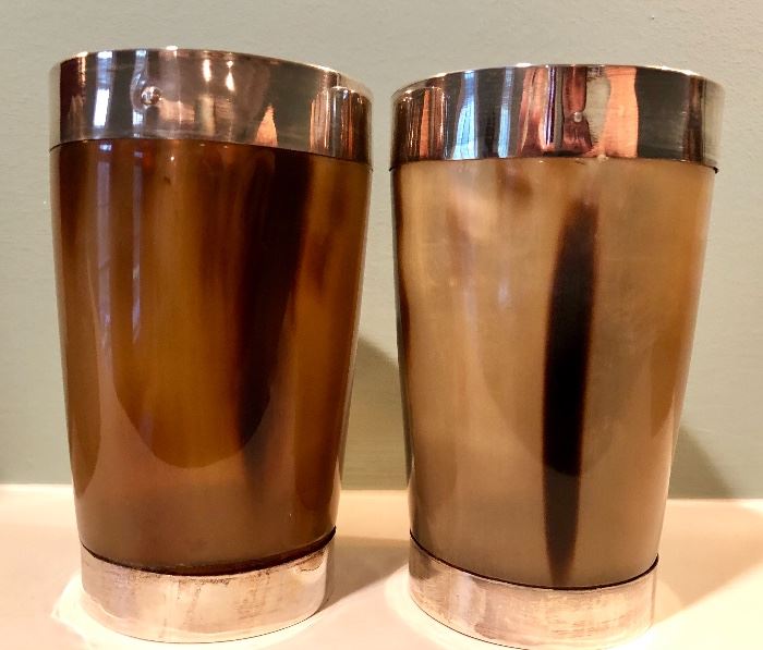 Antique Horn and Sterling Tumblers