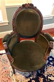 Heavily carved Victorian Arm Chair, all original! Matches the sofa - both are super comfortable and sturdy!